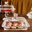 علبة زجاج مزخرفه لحفظ الزبدة وتقديم الكيك والمافن والكوكيز بغطاء شيك