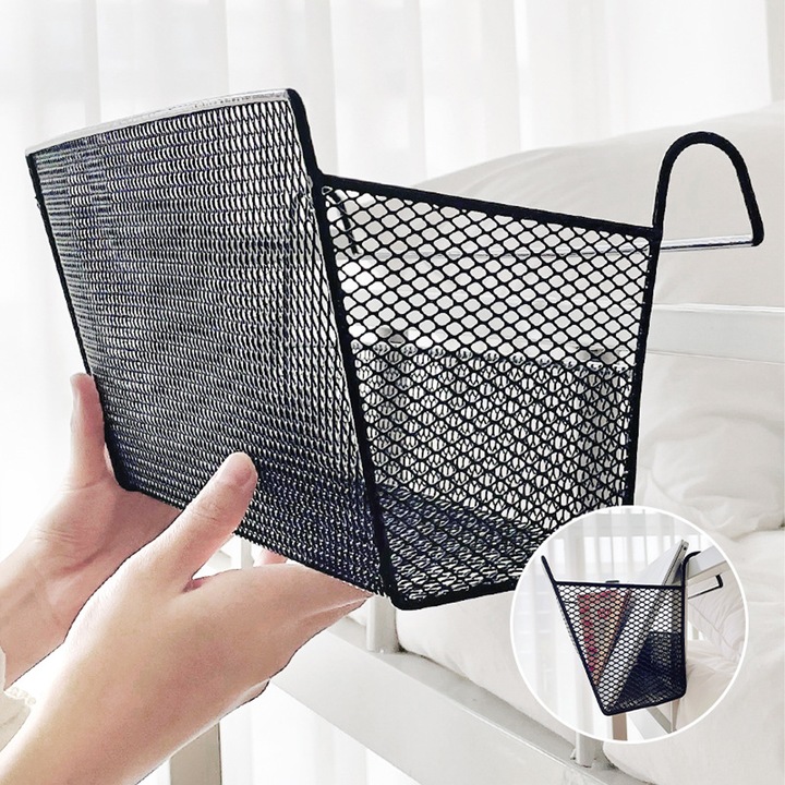 باسكت معدن منظم وحامل لأدوات المطبخ والحمام وادوات العناية بالشعر والبشرة سهل التعليق علي الارفف بدون ادوات