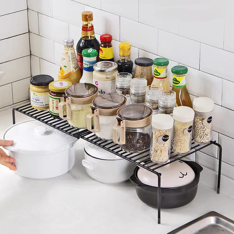 استاند ورف منظم وحامل لأدوات المطبخ والحمام والاحذية سهل التركيب من المعدن