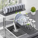 رف حامل ومنظم للأطباق والأواني والاكواب في الأدراج ولتجفيفها من المياه بجانب الحوض من البلاستيك