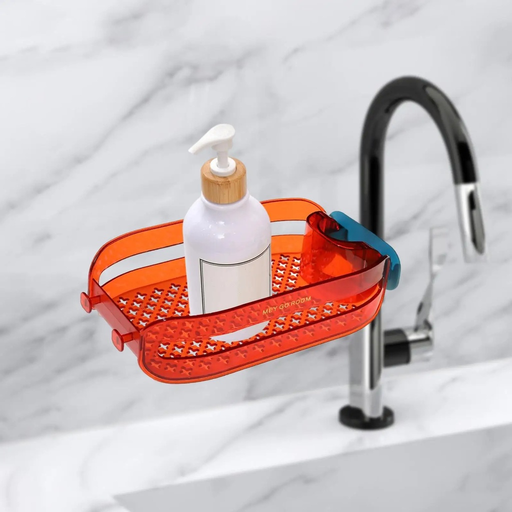 منظم وحامل لليفة والصابون مزود 2 هوك لتعليق الفوط بفتحات لتصريف الماء للمطبخ والحمام
