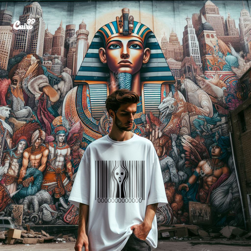 The Scream تيشيرت اوفر سايز قطن باللون الابيض للرجال