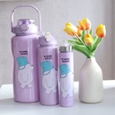 طقم زجاجات دبدوب 3 قطع من البلاستيك مع شاليموه باحجام مختلفة