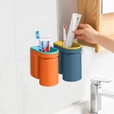 حامل  فرش ومعجون الاسنان بفتحات للتصفية يعلق علي الحائط بلصق دبل فيس