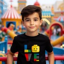 Love تيشيرت اطفال قطن باللون الاسود