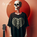 Skelton Heart  تيشيرت اوفر سايز