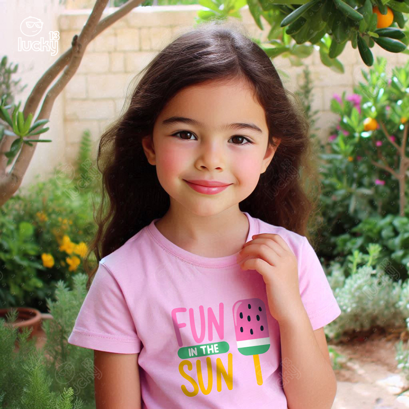 Fun In The Sun تيشيرت اطفال قطن باللون البينك