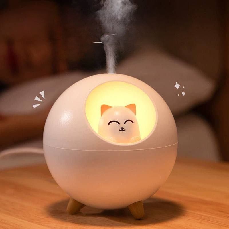 فواحة مضيئة علي شكل قطة بخزان 220 ملي لتعطير المنزل