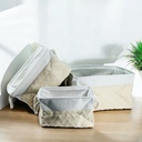 طقم باسكت كتان 3 قطع بمقاسات مختلفة لتنظيم الملابس والفوط بيد