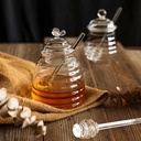 برطمان عسل زجاج مع معلقة وغطاء شكل نحلة 450 مللي
