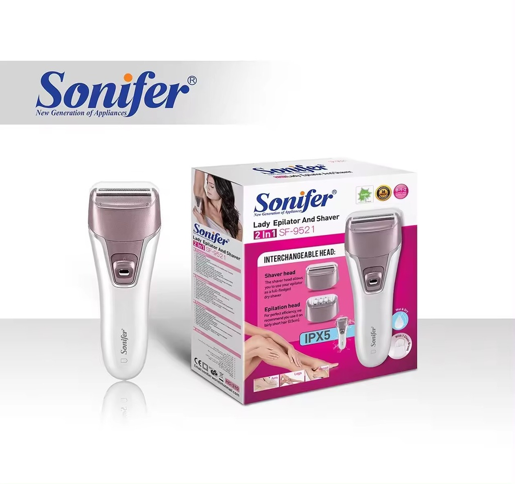 SF-9521ماكينة ازالة الشعر الكهربائية 2 *1 من سونيفر قابلة للشحن للسيدات