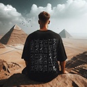 Pharaonic تيشيرت اوفر سايز قطن باللون الاسود للرجال