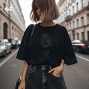 Glamorous Woman  تيشيرت اوفر سايز قطن باللون الاسود للنساء