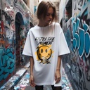 Enjoy The Moment تيشيرت اوفر سايز قطن باللون الأبيض للنساء