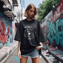 I Am Grateful For Everything I Have تيشيرت اوفر سايز قطن باللون الأسود للنساء