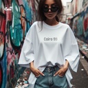 Cairo99تيشيرت اوفر سايز قطن باللون الابيض للنساء
