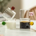 كوباية زجاج 120 مللي بيد كورة لشرب القهوة والاسبريسو