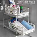 منظم أدوات المطبخ والحمام مكون من 2 رف كبير متحرك سهل التركيب والفك