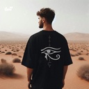 Eye of Horus تيشيرت اوفر سايز قطن باللون الاسود للرجال