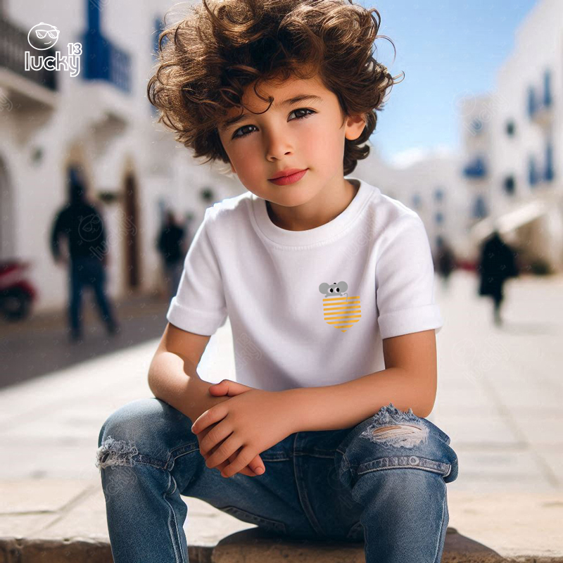 Mouse تيشيرت اطفال قطن باللون الابيض