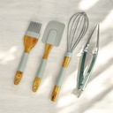 طقم توزيع سيليكون بيد خشب 4 قطع