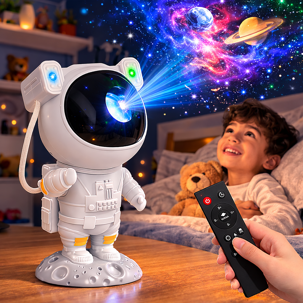 جلاكسي بروجيكتور شكل رجل فضاء ب 8 الوان مختلفة للفضاء مع ريموت