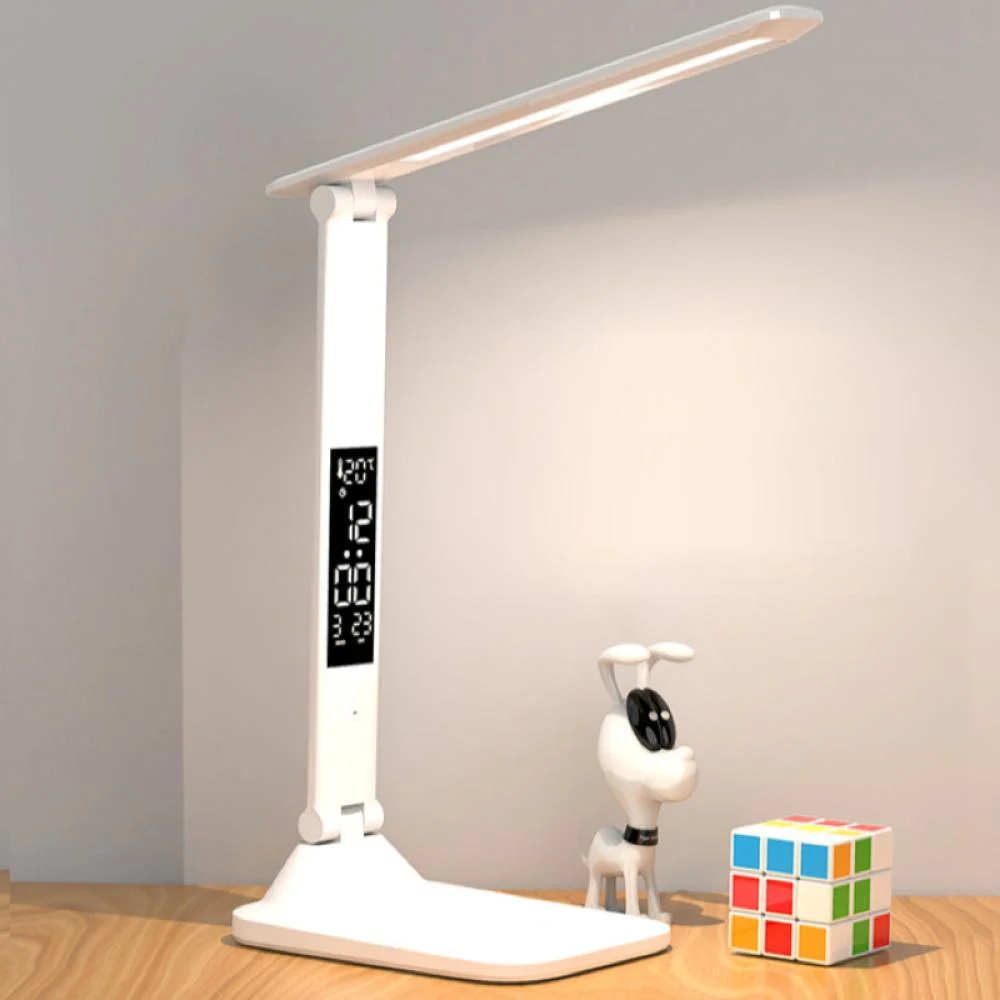 كشاف مكتب تاتش ب 3 اضاءات مختلفة مزود بساعة رقمية قابل للطي