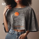 Save Water, Protect Our Life كروب توب اوفر سايز باللون الرمادي