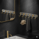 شماعة حوائط اكليريك بلزق دبل فيس ب 6 هوك جولد لتعليق الملابس والأدوات