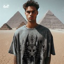 sekhmet تيشيرت اوفر سايز قطن باللون الرمادي للرجال