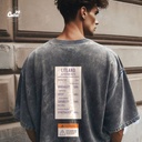 Warning  تيشيرت اوفر سايز قطن باللون الرمادي للرجال