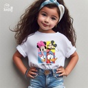 Daisy &amp; Donald , Mickey &amp; Minnie تيشيرت اطفال قطن باللون الابيض