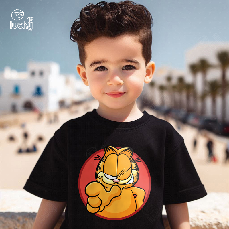 Garfield Cat تيشيرت اطفال قطن باللون الاسود