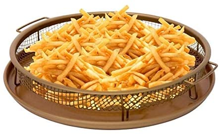 صينية التحمير الهوائية بدون دهون في الفرن الدائرية ذات الشبكة لعمل أشهى المأكولات الصحية