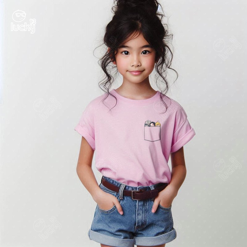 Demon Decal تيشيرت اطفال قطن باللون البينك