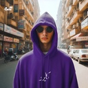 هودي "كايرو" اوفر سايز قطن للرجال باللون الموف