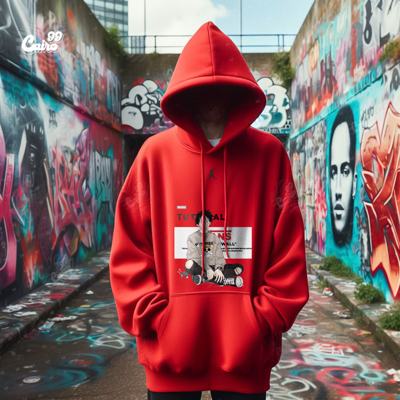 Monkey D. Luffy هودي اوفر سايز قطن