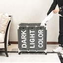 سلة غسيل ثلاثية مقسمة لفرز الملابس قابلة للطي بعجلات لسهولة الحركة بألوان جذابة