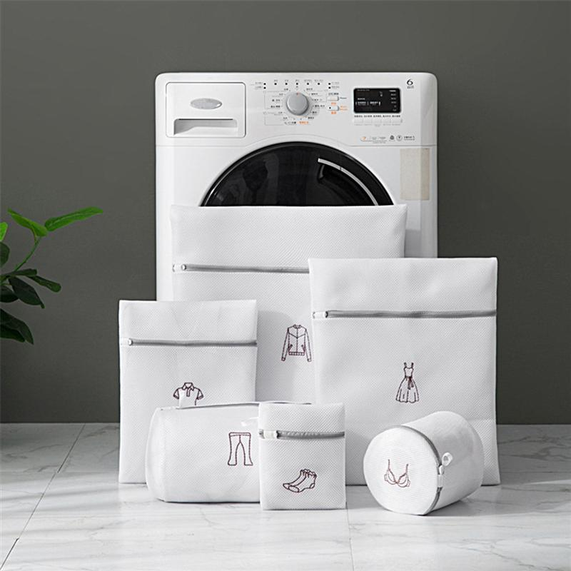 مجموعة أكياس غسيل قابلة للطي من 6 قطع للحفاظ علي الملابس وحمايتها من التلف