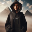 I Love You in Hieroglyphic هودي اوفر سايز قطن للنساء باللون الاسود