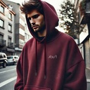 Fuck هودي اوفر سايز قطن للرجال باللون النبيتي