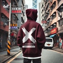 Keep Happy هودي اوفر سايز قطن للرجال باللون النبيتي