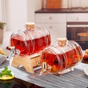 ديسبنسر عصائر زجاج بستاند خشب مع غطاء وحنفية - 3 لتر