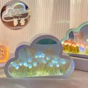 اباجورة ليلية شكل سحابة مع مراية مزينة من الداخل بزهور التيوليب