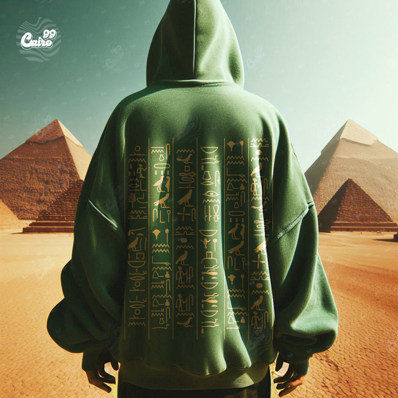 Pharaonic هودي اوفر سايز قطن باللون الزيتوني