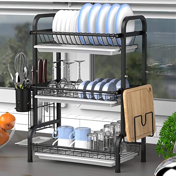 مطبقية حجم كبير 3 رفوف معدن قوي غير قابل للصدأ