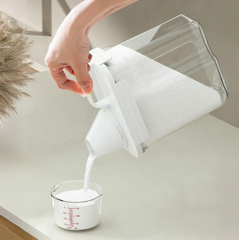 علبة تخزين مسحوق  الغسيل 1800 ملي مع كوب معياري محكم الغلق