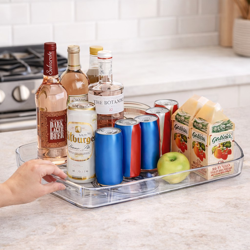 منظم اكليريك دوار  360 بقاعدة ثابتة لتنظيم ادوات المطبخ والتلاجة