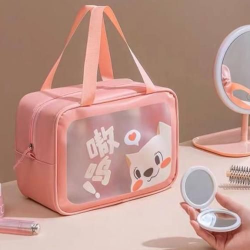 شنطة يد وتر بروف شفافة لحمل وتنظيم متعلقات الأطفال والميكب متعددة الاستخدامات