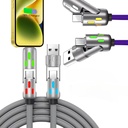 كابل شحن 4 * 1 متعدد النوافذ مزود بإضاءة أر جي بي_  بقدرة 240 واط